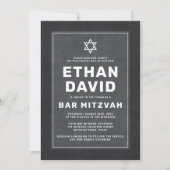 Elegant donkergrijs witte ster David bar mitzvah Kaart (Voorkant)