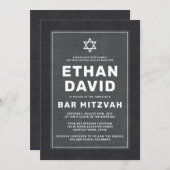 Elegant donkergrijs witte ster David bar mitzvah Kaart (Voorkant / Achterkant)