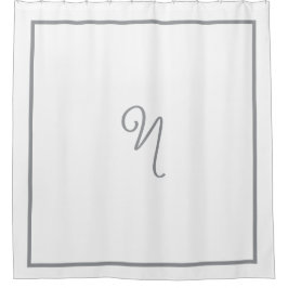 Elegant donkergrijze rand schrift monogram douchegordijn