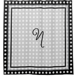 Elegant donkergrijze rand script monogram douchegordijn