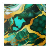 Elegant donkergroen goudgeel Faux Marble Tegeltje (Voorkant)
