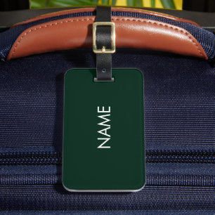 Elegant donkergroene aangepaste tekstmonogram bagagelabel