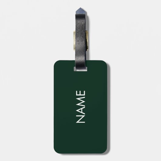 Elegant donkergroene aangepaste tekstmonogram bagagelabel (Achterkant verticaal)