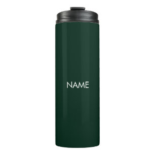 Elegant donkergroene aangepaste tekstmonogram thermosbeker