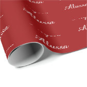 Elegant Donkerrood aangepaste scriptnaam chic Cadeaupapier (Rol Hoek)