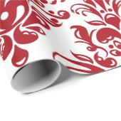 Elegant donkerrood damast patroon cadeaupapier (Rol Hoek)