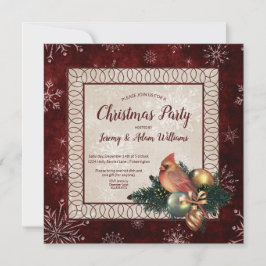 Elegant donkerrood met kardinaal kerstfeest kaart