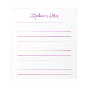Elegant donkerroze gelinieerd Persoonlijk schrift Notitieblok