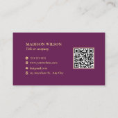 Elegant Donkerroze Zacht Geel QR Code Custom Logo Visitekaartje (Achterkant)