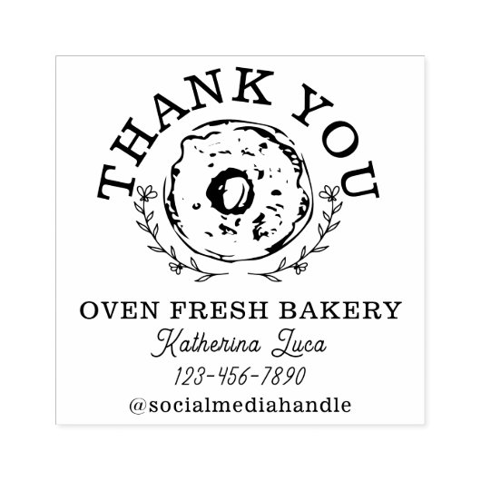 Elegant Donut dank u naam bakkerij Rubberstempel (Afrduk)
