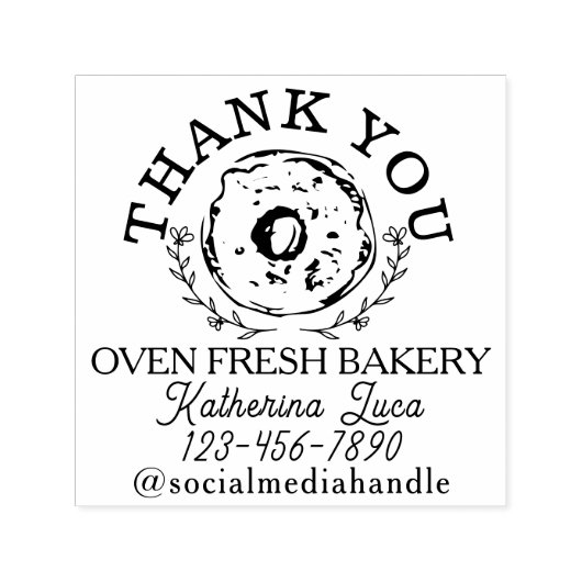 Elegant Donut dank u naam bakkerij Zelfinktende Stempel (Design)