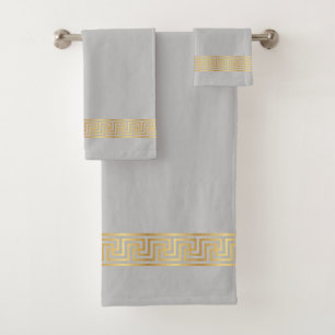 Élégant doré grec motif de serviette de bain ensem