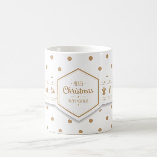 Élégant Dots de Noël Doré Mug (Centre)