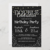 Elegant Double Celebration Birthday Party Kaart (Voorkant)