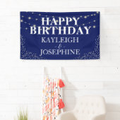 Elegant Double Celebration Navy Birthday Party Spandoek (Insitu)