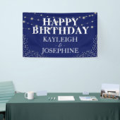 Elegant Double Celebration Navy Birthday Party Spandoek (Beurs)