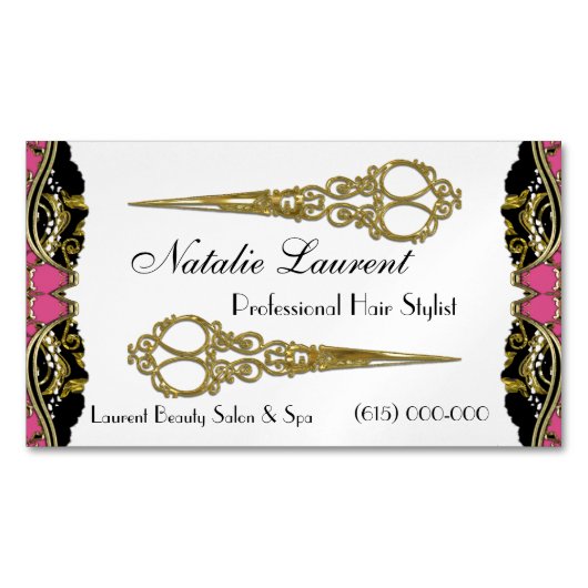 Elegant Double Scissors Paris Baroque Visitekaartje Magneet (Voorkant)