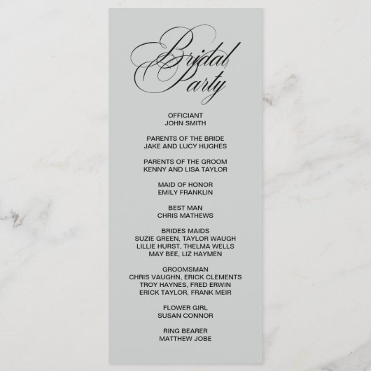 Elegant double side program card programma (Achterkant)