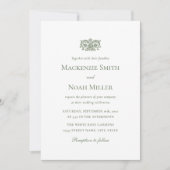 Elegant Double-sided Wedding Invitation Green (Devant)