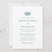 Elegant Double-sided Wedding Invitation Teal (Devant)