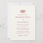 Elegant Double-sided Wedding Invitation Terracotta (Devant)