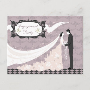 Elegant Doves, Bride & Groom Vector Verloving Kaart