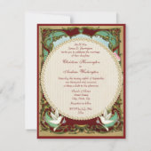 Elegant Doves &  Flowers Wedding Kaart (Achterkant)