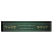 Elégant Dragon Green Metallic Desk Plaque de Namep (Devant)