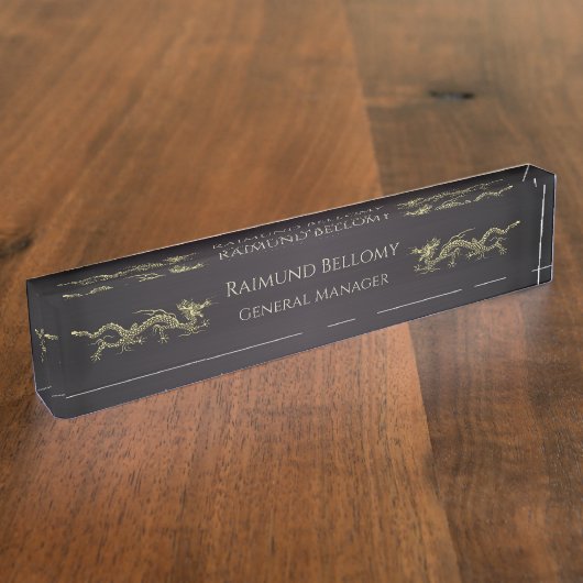 Elégant Dragon noir Metallic Desk Plaque de référe (Taille)