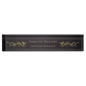 Elégant Dragon noir Metallic Desk Plaque de référe (Devant)