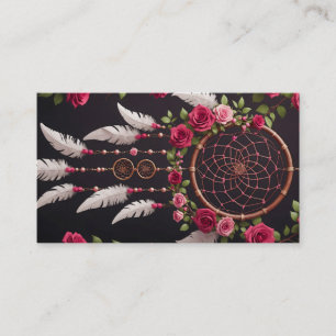 Elegant Dream Catcher Feathers Yoga Instructor Visitekaartje