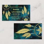 Elegant Dream Catcher Feathers Yoga Instructor Visitekaartje (Voorkant / Achterkant)