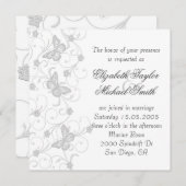 Elégant Dream Grey Butterfly Wedding Invitation (Devant / Derrière)