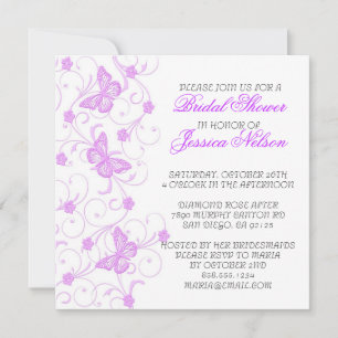 Elégant Dream Purple Butterfly Douche Invitation