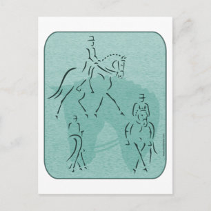 Elegant Dressage Horse Design in Blauwgroen Briefkaart