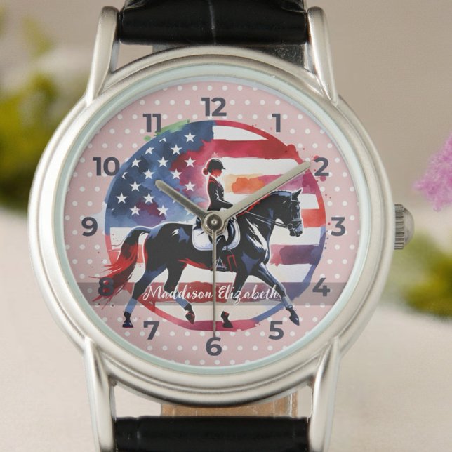 Elegant Dressage Rider  Horloge (Customize sophisticated equestrian designs with names, initials, or special messages!)