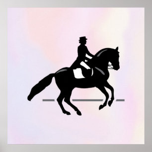Elegant Dressage Rider op Waterverf achtergrond Poster