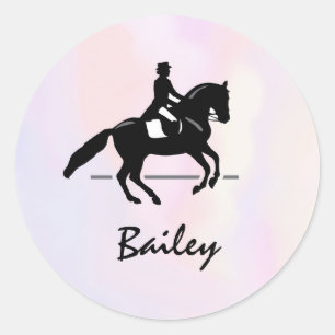 Elegant Dressage Rider op Waterverf achtergrond Ronde Sticker