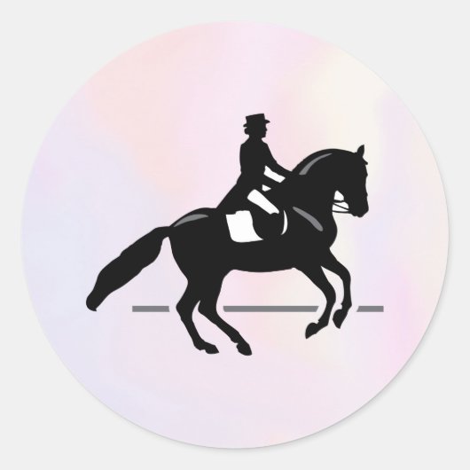 Elegant Dressage Rider op Waterverf achtergrond Ronde Sticker (Voorkant)