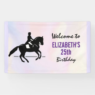 Elegant Dressage Rider over de Waterverf van de ve Spandoek