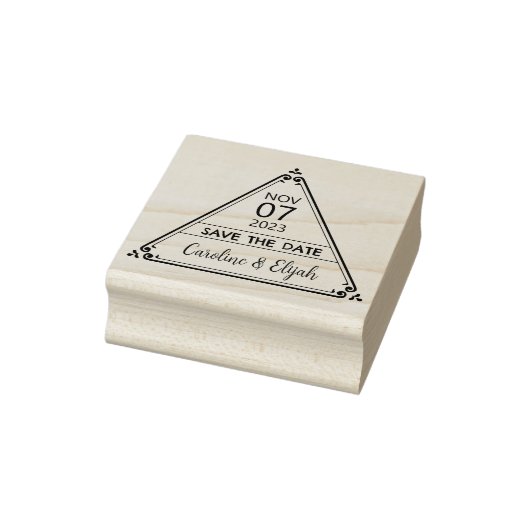 Elegant driehoek slaat het huwelijk op de datum op rubberstempel (Stempel)