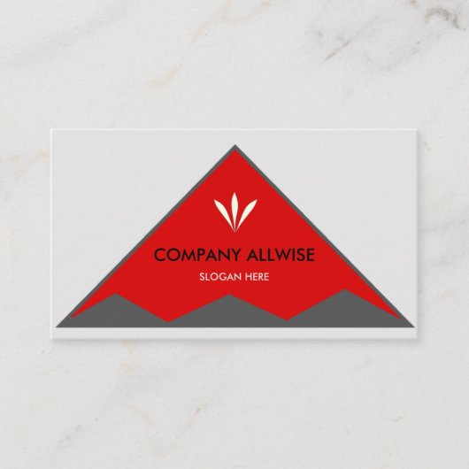 Elegant driehoeken in zilver grijs en rood visitekaartje (Voorkant)