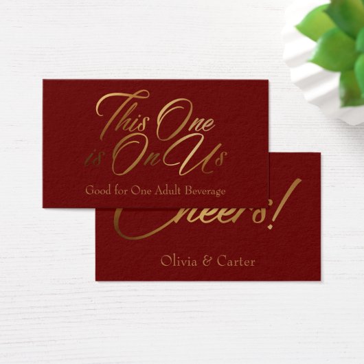 Elegant Drink Tickets, Gold Script op Bourgogne Visitekaartje (Bureau)