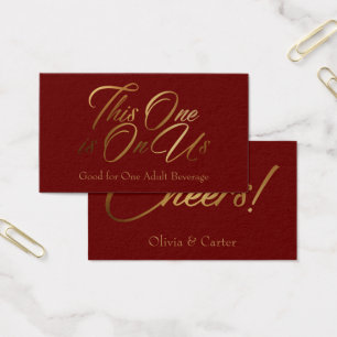 Elegant Drink Tickets, Gold Script op Bourgogne Visitekaartje