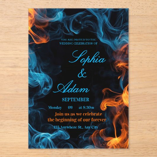 Elegant Dual Flame Wedding Invitation (Recto)