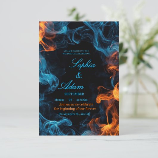 Elegant Dual Flame Wedding Invitation (Debout devant)