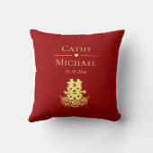 Elegant dubbel geluk roos Chinese bruiloft rood Kussen (Achterkant)