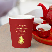 Elegant dubbel geluk roos Chinese bruiloft rood Papieren Bekers