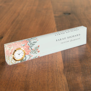 Elegant Dusky Blue Oranje Blush Ambrosia Floral Naambordje