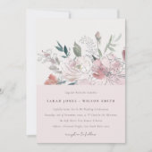 Elegant Dusky Blush Waterverf Bloemen Bruiloft Kaart (Voorkant)